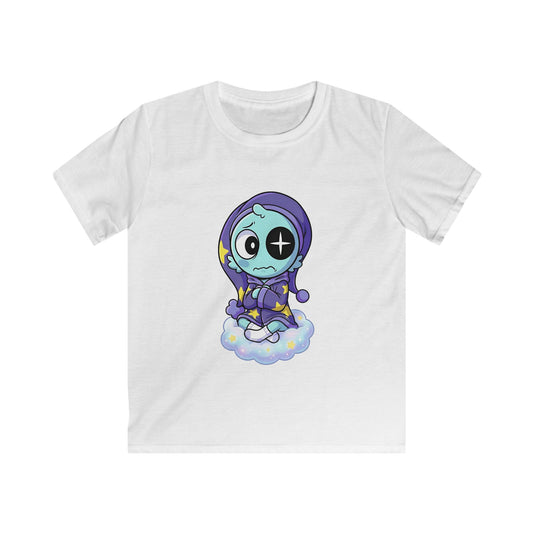 Kids Tee — Cute Sleepy Skeleton on Cloud Graphic