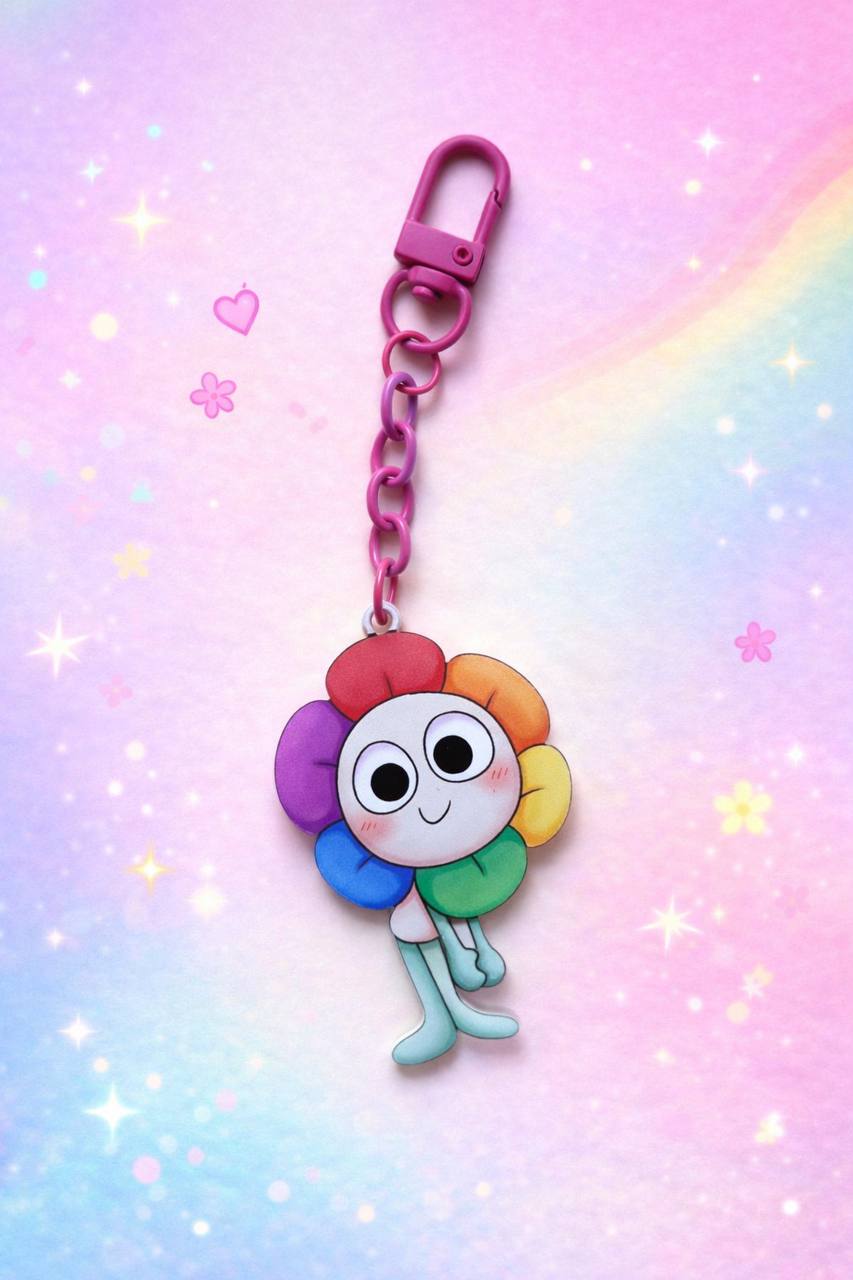 Dandy's World Dandy Acrylic Keychain | Rainbow Flower Character Charm | Cute Gamer Backpack Accessory
