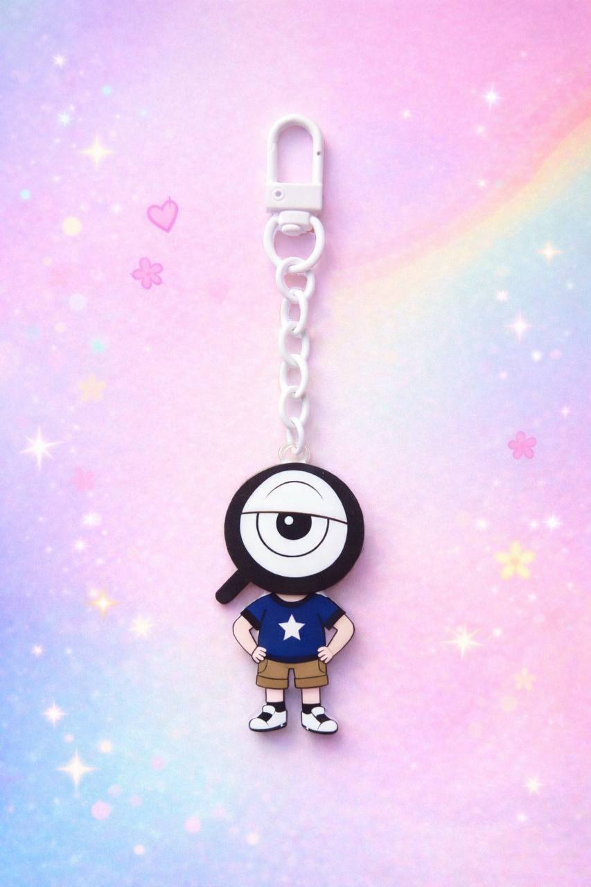 Dandy's World Rodger Acrylic Keychain | Magnifying Glass Detective Charm | Cute Gamer Backpack Accessory