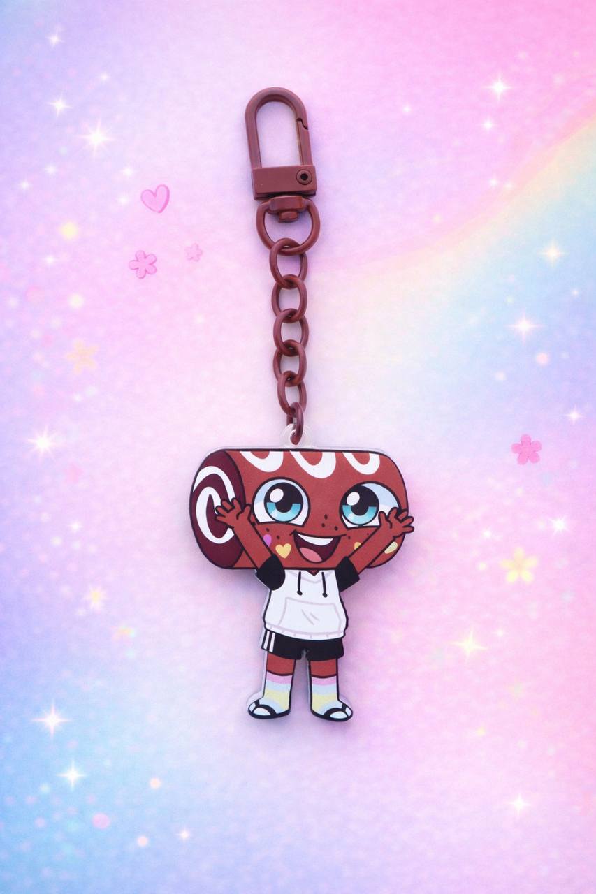 Dandy's World Razzle Acrylic Keychain | Sweet Cinnamon Roll Character Charm | Cute Gamer Backpack Accessory