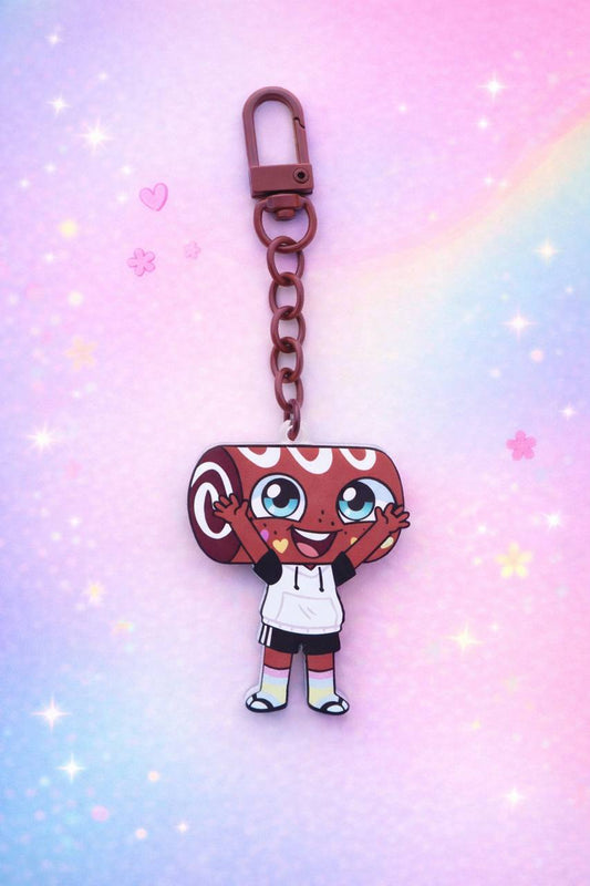 Dandy's World Razzle Acrylic Keychain | Sweet Cinnamon Roll Character Charm | Cute Gamer Backpack Accessory