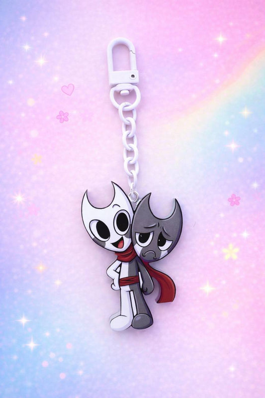 Dandy's World "The Twins" Acrylic Keychain | Comedy & Tragedy Mask Charm | Cute Game Backpack Accessory
